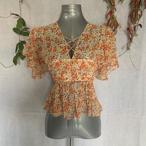 🌟HOST PICK🌟 Zara Basic Ruffle Floral Blouse - Picture 10 of 10